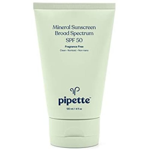 Pipette Mineral Sunscreen - SPF 50 Broad Spectrum Baby Sunblock with Non-Nano Zinc, UVB/UVA Non-Toxic Sun Protection for Kids & Sensitive Skin, 4 fl oz