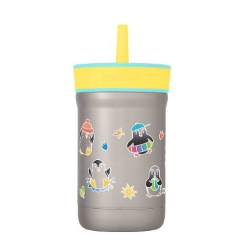 Contigo Kids' Leighton Stainless Steel 12oz Tumbler, Color: Jade Vine Pineapple with Penguin