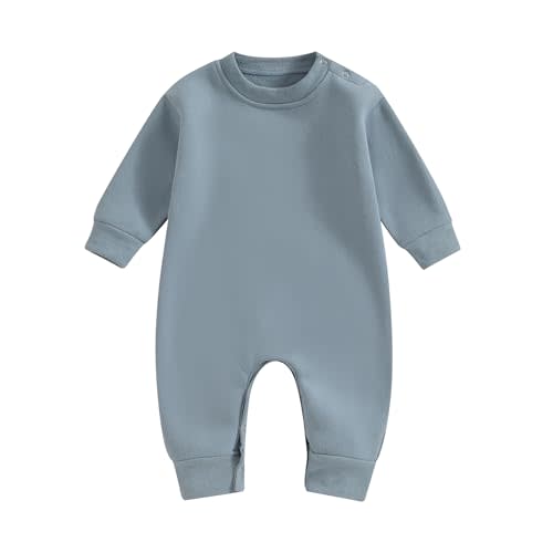 Newborn Baby Boy Girl Fleece Romper Jumpsuit Solid Color Long Sleeve Thick Sweater Onesie Warm Winter Outfit Clothes