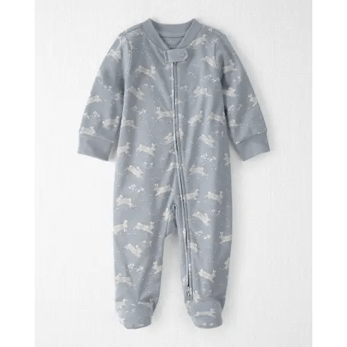 Organic Cotton Sleep & Play Pajamas - BLUE BUNNIES, 6M
