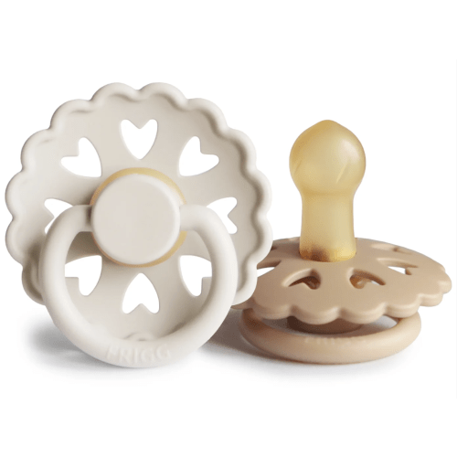 FRIGG Andersen Fairytale Natural Rubber Baby Pacifier 2-Pack (Cream/Silky Satin)