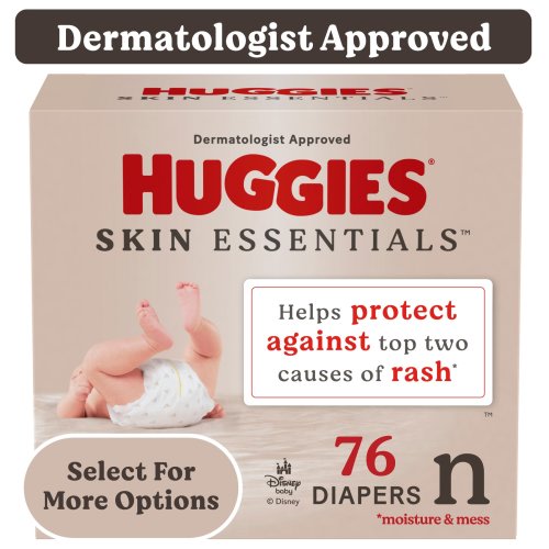Huggies Skin Essentials Sensitive Skin Baby Diapers, Size Newborn (6-9 lbs), 76 Ct (Select for More)