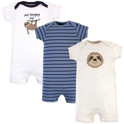 Hudson Baby Infant Boy Cotton Rompers, Sloth, 6-9 Months