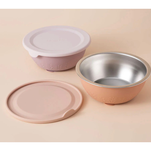 Stainless Steel Silicone Suction Bowl - 13 oz- Muted Soft Lilac