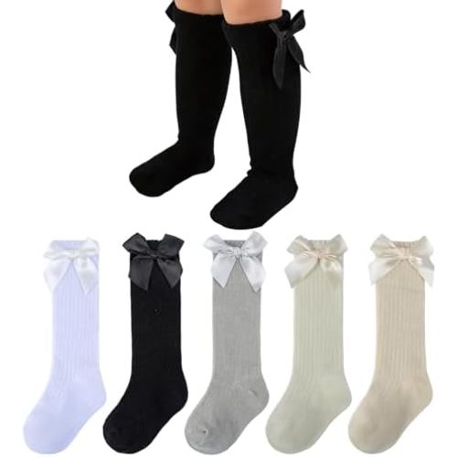 Baby Knee High Socks Girls Infant Toddler Bow Ruffle Long Tube Socks Baby Stockings Baby Girl Gifts
