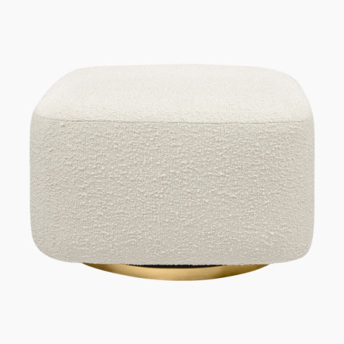 Kiwi Gliding Ottoman - Ivory Boucle With Gold Base