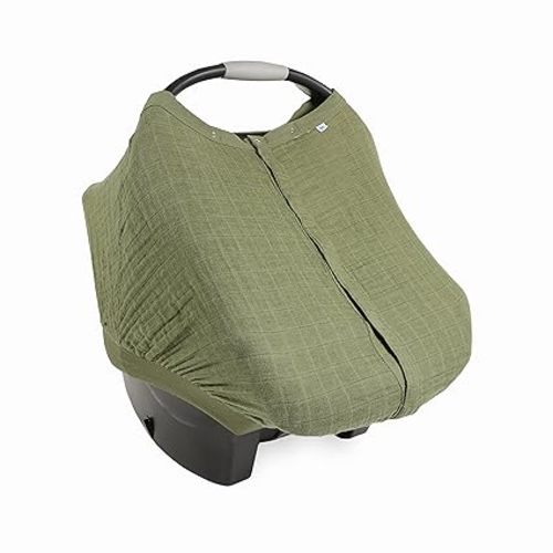 Little Unicorn Baby Car Seat Canopy | Soft & Breathable Muslin Fabric | Magnetic Closure Cover & Universal Fit | for Protection & Privacy | Nursing Cover (Fern)