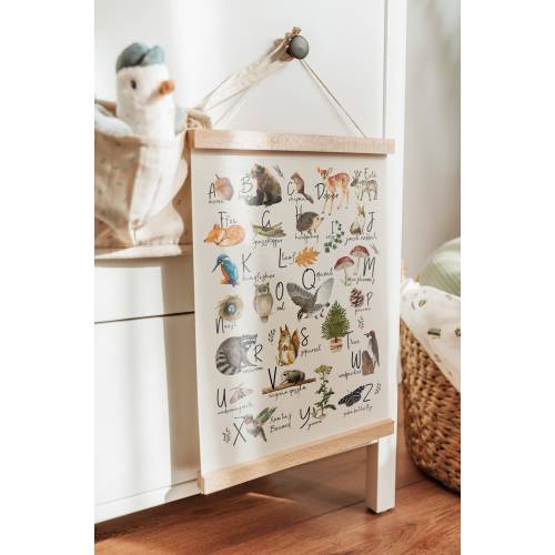Woodland Alphabet Poster Woodland Nursery Decor Educational Posters Nursery Wall Decor Playroom Wall Decor Boho Classroom Decor Canvas Print