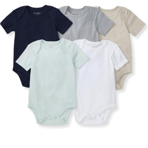 Burt's Bees Baby Unisex Organic Cotton Short and Long Sleeve Bodysuits, 5-Pack