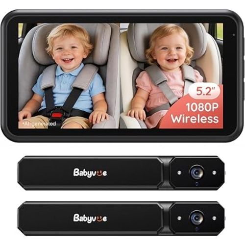 Babyvue Wireless Dual Car Camera Baby Monitor for 2 Kids