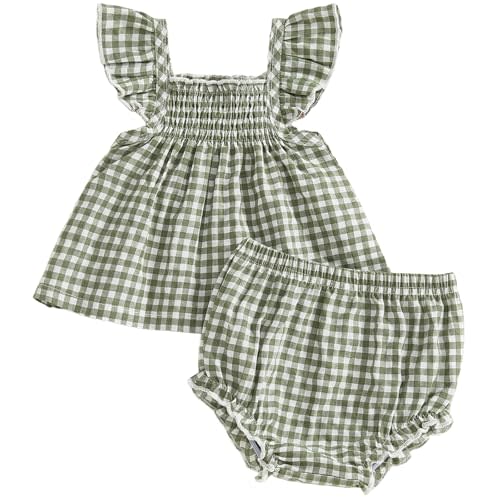 Mubineo Baby Girl Summer Clothes Cute Ruffle Tops Dress Shorts Outfits Set Infant Toddler Shrit Bloomers Princess Outfit