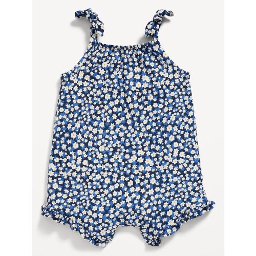 Sleeveless Tie-Knot Graphic One-Piece Romper for Baby