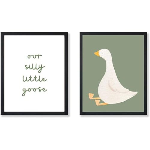 Zaiphany Silly Goose Nursery Wall Art Prints,Silly Goose On The Loose Wall Art,Unframed-8"X10"