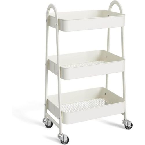 MyDepot Utility Cart 3Tier Kitchen Storage Rack with Handle & Lockable Wheels