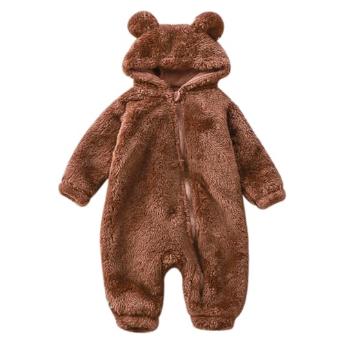 VERNILLA Newborn Baby Bear Fleece Romper One-Piece Footies Jumpsuit Pajama Infant Outfit for Baby Boys Girls