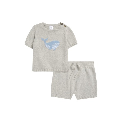 Icon Short Sleeve Cotton Blend Sweater & Drawstring Shorts Set