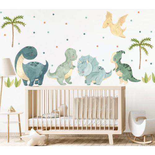Dino nursery, Dinosaur Watercolor, Nursery decals Baby room Wall Decals, Dinosaur Decals, Wall Decor, Kids Decal, Dino Decals, Nursery decor