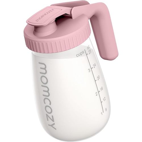 Momcozy Breast Milk Pitcher, Resistant to Heat and Cold Abrupt Temp Swings, No Leak Breast Milk Fridge Storage Container with Wide Mouth, Fast Baby Formula Maker, Breastfeeding Essentials, Pink