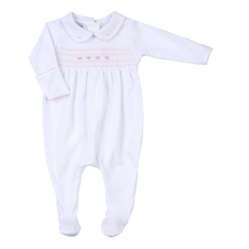 Taylor & Tyler Smocked Footie- Pink – Cheeky Baby Boutique Rome