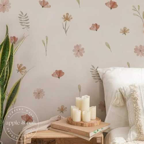 Boho Nursery FLORAL FLOWER Wall Decals | Floral Nursery Wall Decals | Boho Nursery Wall Decal Stickers | REMOVEABLE Wall Decal Stickers