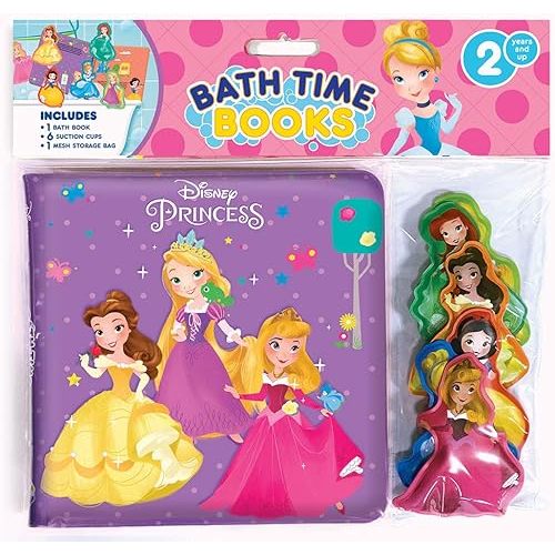 Disney Princess Bath Time Books - Activity Books for kids, Bath book, 6 Padded suction cups, 1 Mesh bag Bath Book – Picture Book, May 30, 2019