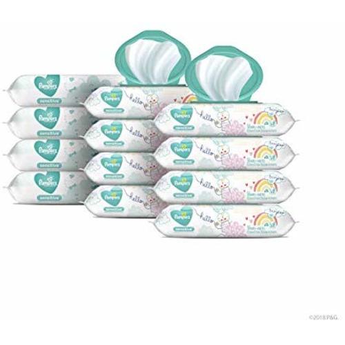 Pampers Sensitive Water-Based Baby Wipes, 12 Pop-Top and Refill Combo Packs, 864 Count - 12 Pop-Top and Refills Pack, 864 Count