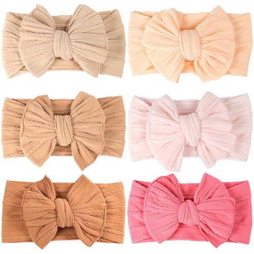 6 Pcs Baby Hair Bows Double Bows Headbands Baby Girls Nylon Headband Soft Hairbands Hair Accessories for Newborn Infant Toddler Kids