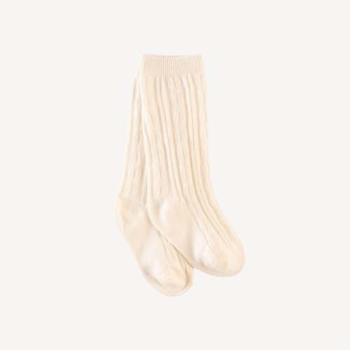 cable knee high socks | coconut | organic cotton rib