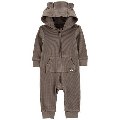 Baby Boy Carter's Bear Hood Zip-Up Thermal Waffle Jumpsuit