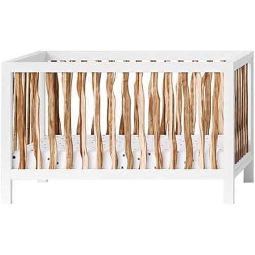 Baby 4 in 1 Convertible Baby Crib | Converts to Toddler Bed, Daybed and Full-Size Bed, Fits Standard Full-Size Crib Mattress, 100% Solid Wood, White & Natural
