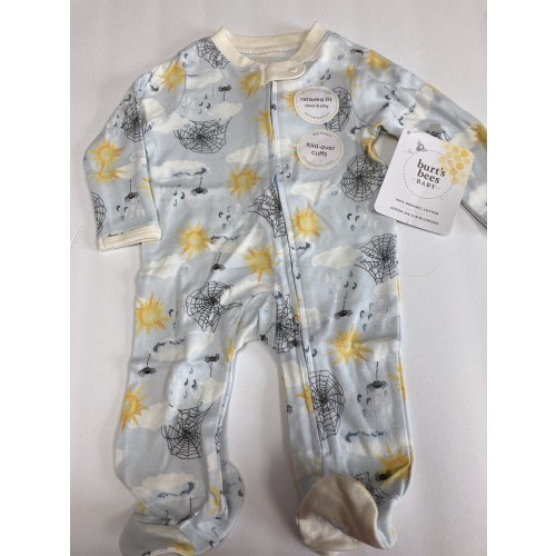 Newwborn boy or girl Burts Bees footie eensie weensie spider print