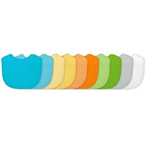 green sprouts Stay-Dry Bibs (10 Pack) | Ultimate Protection from drools & spit ups | Waterproof Inner Layer, Knitted Terry Cotton and Polyester, Machine Washable - Aqua