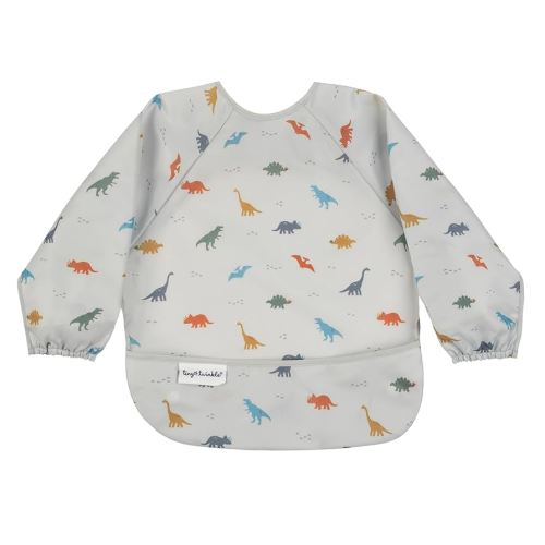 Tiny Twinkle Mess Proof Baby Bib,Waterproof Smock Baby Bib for Eating,Machine Washable Long Sleeve Bib,Baby Led Weaning,Toddler Bib,BLW Supplies(Dinosaur, Small 6-24 Months)