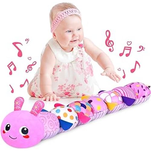 KMUYSL Baby Toys 0 to 12 Months, Musical Stuffed Animal Toys for 0-3-6-12 Months, Soft Sensory Toys with Crinkle and Rattles, Infant Tummy Time Toys Gifts for Newborn Boys Girls