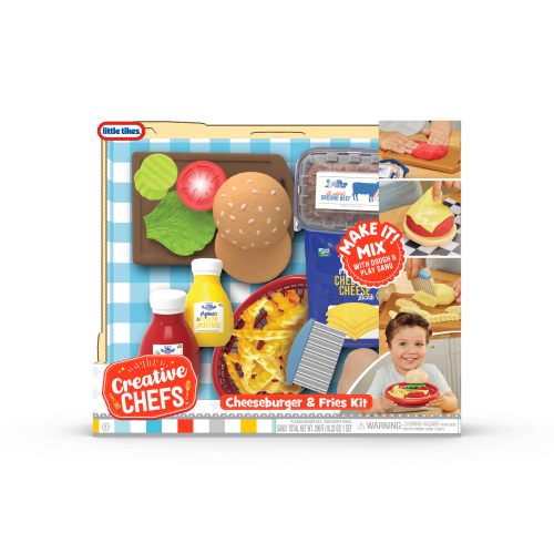 Little Tikes Creative Chefs Cheeseburger and Fries Kit, with Make-It Mix Play Sand, Ages 3+