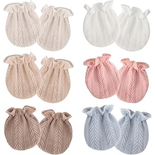 Newborn Baby Mittens No Scratch Cotton Elastic Wrist Gloves Infant Toddler Mittens for Baby Boy Girl 0-6 Months