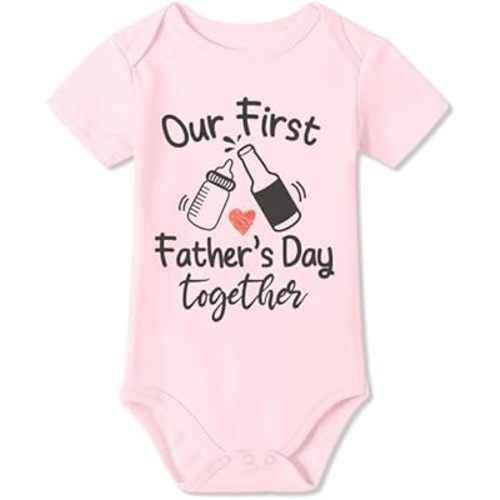 BesserBay Our First Father‘s Day Together - Happy Papa Daddy‘s Day Baby Bodysuit 100% Cotton