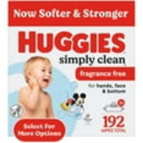 Huggies Simply Clean Unscented Baby Wipes for Sensitive Skin, Fragrance Free, 3 Pack, 192 Total Ct