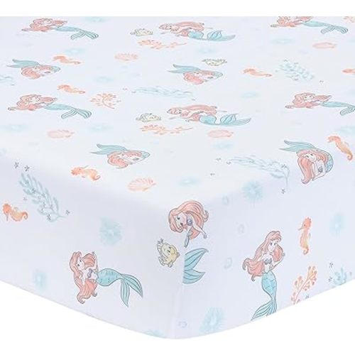 Bedtime Originals Disney Baby The Little Mermaid White Fitted Crib Sheet - Ariel