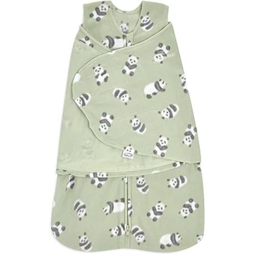 HALO Micro-Fleece Sleepsack Swaddle, 3-Way Adjustable Wearable Blanket, TOG 3.0, Cozy Pandas, Newborn, 0-3 Months