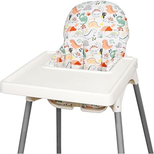 Lomgwumy for IKEA High Chair Cushion, High Chair Pad for IKEA Antilop Highchair, Cotton Non-Slip, Soft, Baby Sitting More Comfortable (colorful dinosaurs)