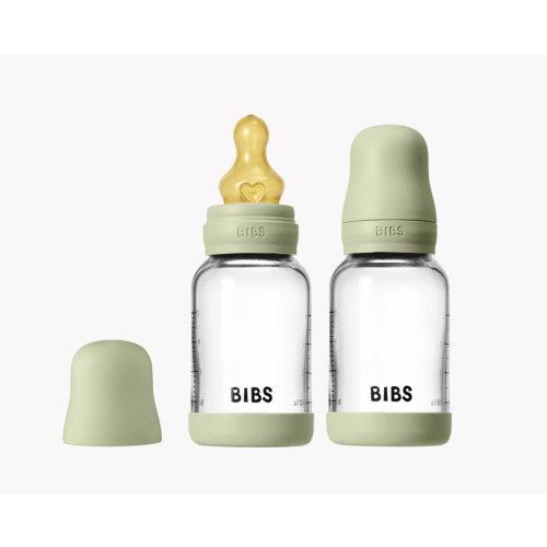 BIBS Glass Baby Bottle 4oz Latex 2-Pack Sage | Slow Flow – Bibsworld store US