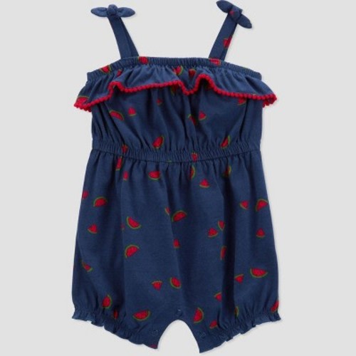 Carter's Just One You® Baby Girls' Watermelon Romper - Navy Blue, Size: 12M