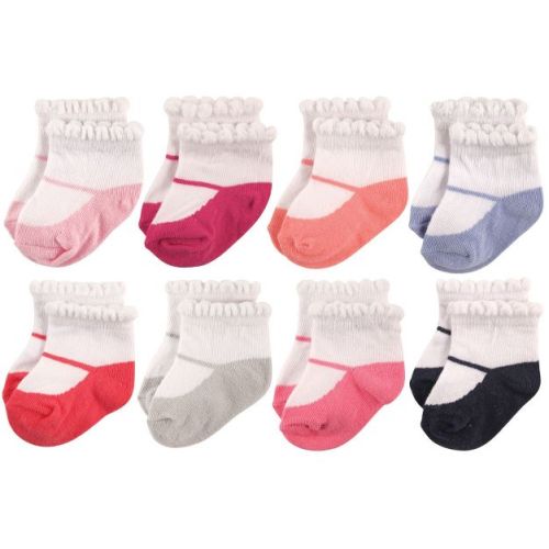Hudson Baby Infant Girl Cotton Rich Newborn And Terry Socks, Mary Jane, 0-6 Months