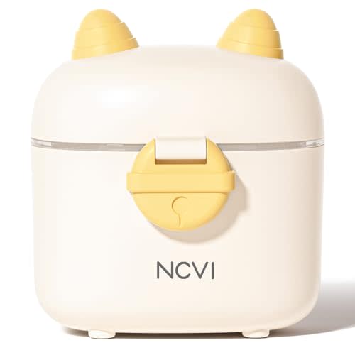 NCVI Formula Dispenser On the Go, Portable Baby Travel Milk Powder Formula Container Holder to Go with Scoop Suitable for Diaper Bag Backpack, Ready to Brew Milk Newborn Infant (White Sheep)
