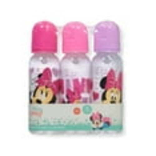 Disney Cudlie Minnie Mouse Baby Girl 3 Pack 9oz Bottles with Hearts & Minnie Print