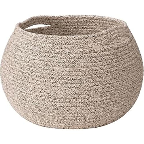 Goodpick Baby Basket for Nursery, Woven Basket for Home Décor, Round Wicker Baskets for Toy Storage, Diaper Caddy Organizer for Nursery Playroom, Jute, 10"D x 8.3"H