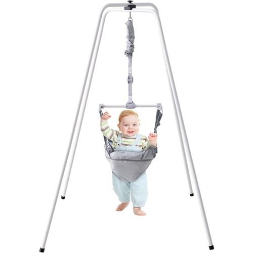 VEVOR Baby Jumper Bouncer, Height-Adjustable Baby Jumpers with Stand, Quick-Folding Toddler Infant Jumper for 6+ Months, Indoor and Outdoor Jumper Exerciser Gift for Babies, 35LBS Loading