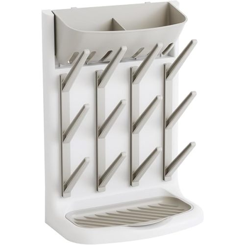 Yieach Vertical Baby Bottle Drying Rack,Space Saving Bottle Rack Dryer for Kitchen Countertop,Stand Large Baby Bottle Rack,Bottle Rack Holder for Baby Accessories,Breast Pump,Pacifiers Organizer,Grey