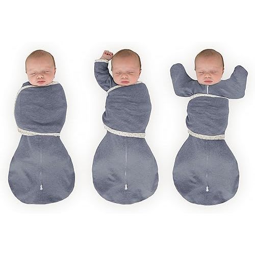 SwaddleDesigns Omni Swaddle Sack Arms Up Half-Length Sleeves & Mitten Cuffs, Easy Swaddle Transition, Denim, 0-3 Month